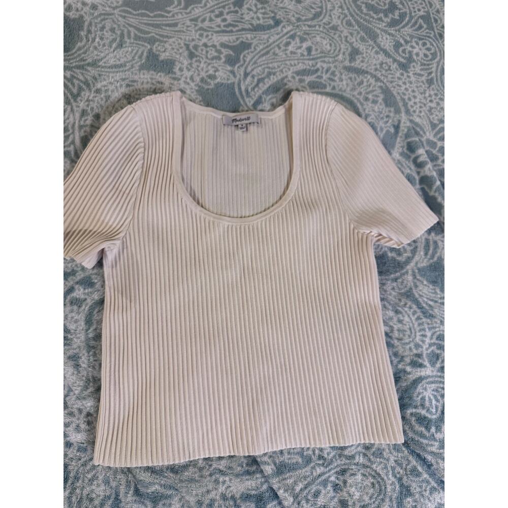 Madewell ribbed cropped white shirt women’s sz small